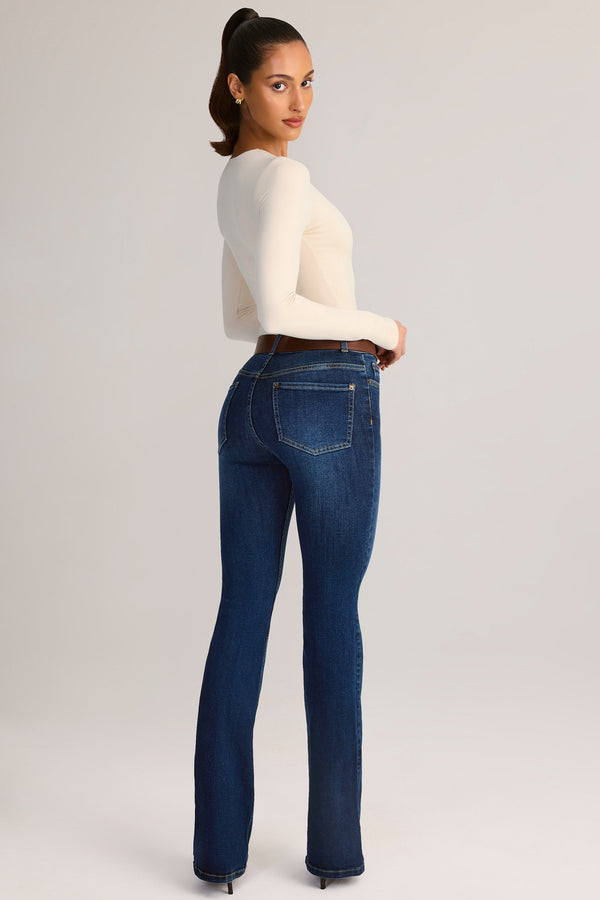 Mid-Rise Flared Jeans in Indigo