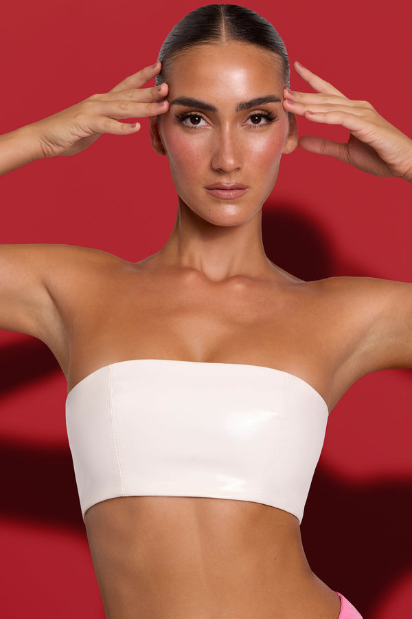 Beyaz Vinil Bandeau Bralette