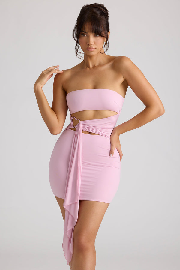 Soft Pembe Bandeau Mini Elbise