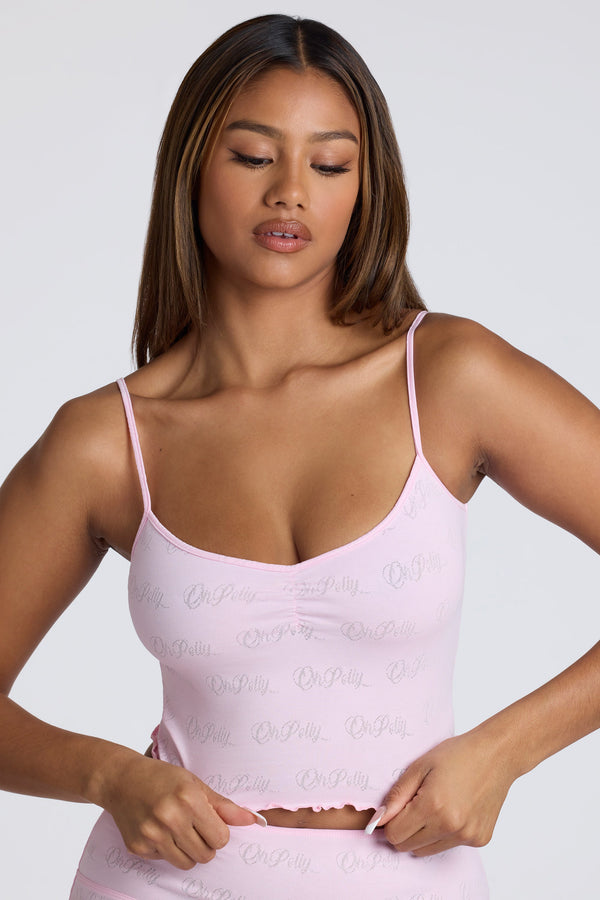 Bebek Pembesi Askılı Dantelli Pointelle Crop Top
