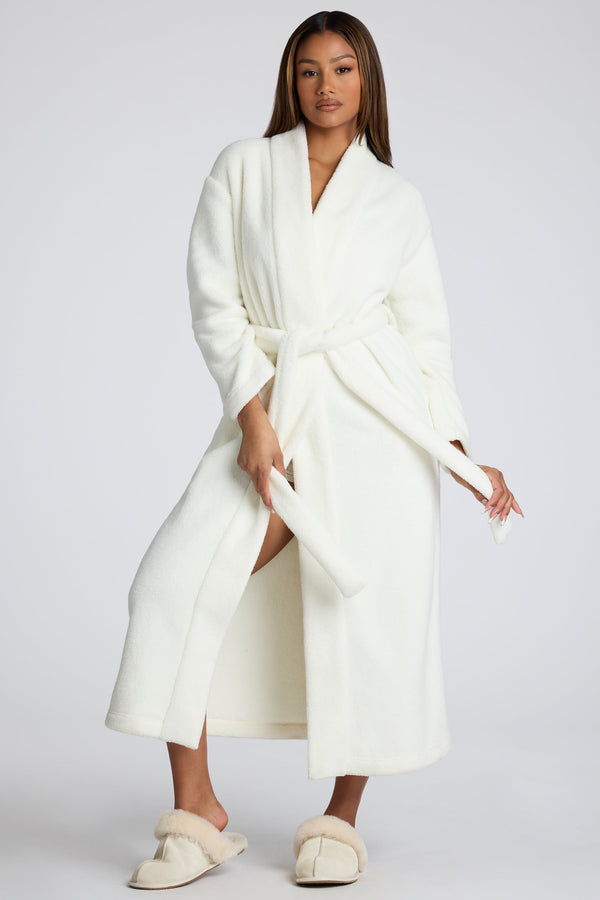 Beyaz Önü Bağlamalı Polar Robe