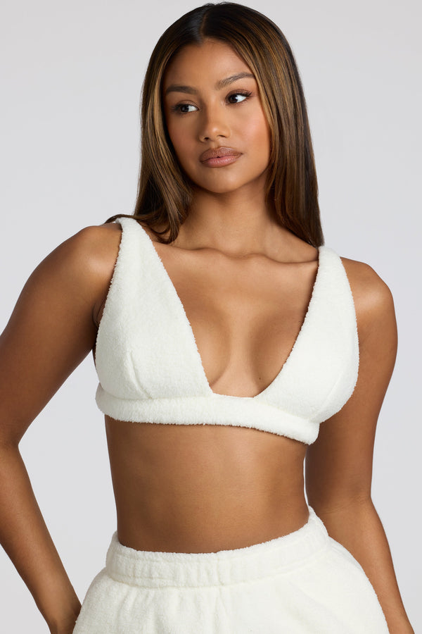 Beyaz V Yaka Polar Bralet