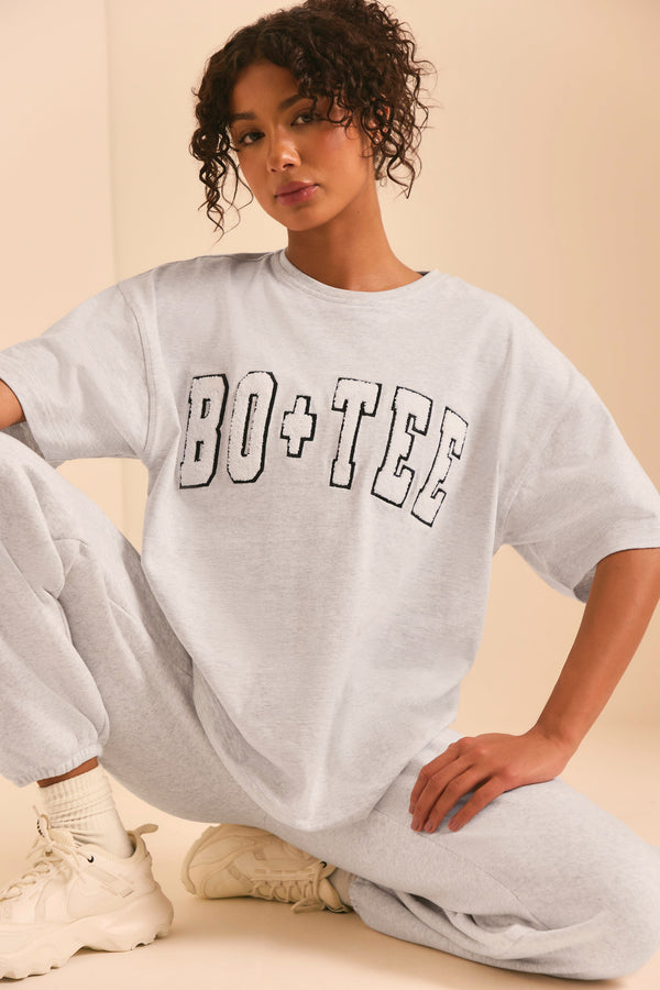 Heather Gri Oversize Kısa Kollu Tişört