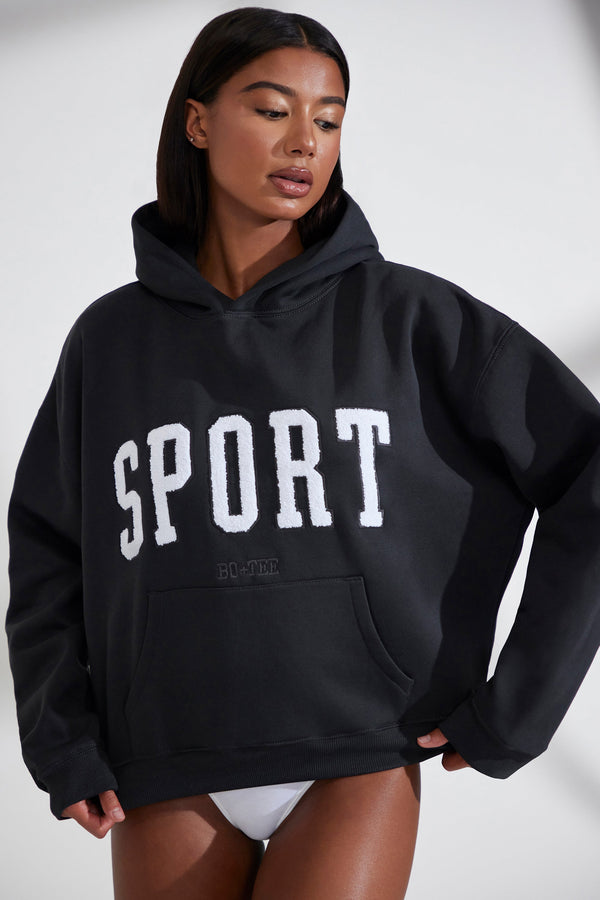 Siyah Oversize Kapüşonlu Sweatshirt