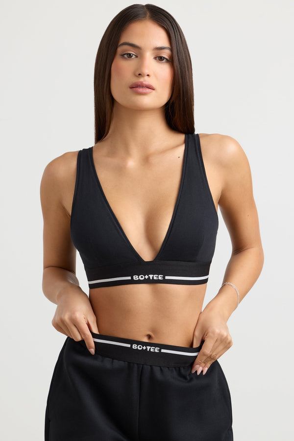 Siyah Dekolteli Crop Top