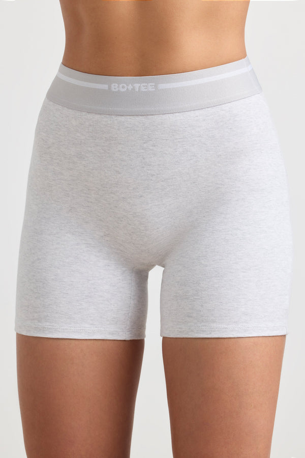 Gri Kırçıllı Yüksek Bel Mini Şort