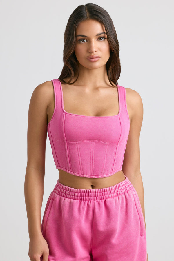 Sıcak Pembe Korse Crop Top