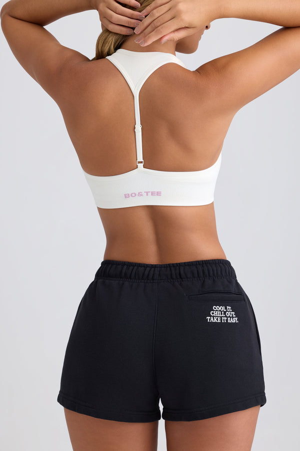 Siyah Orta Bel Sweat Şort