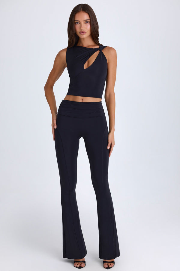 Siyah Katlanır Kloş Pantolon