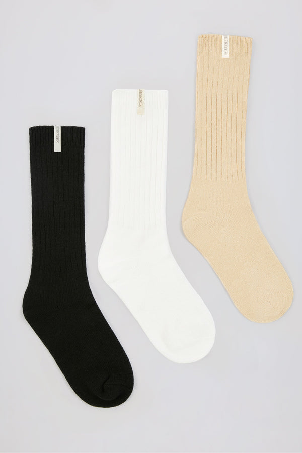 Nötr Slouchy Ribana Çorap Paketi