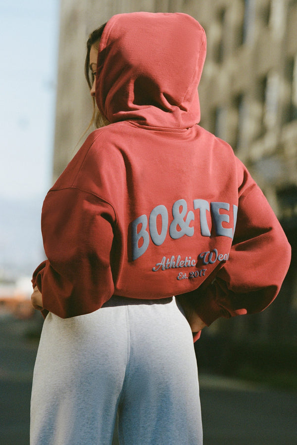 Bordo Büyük Beden Kapüşonlu Üst