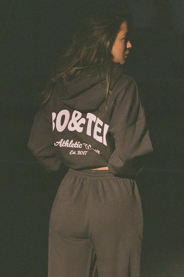 Kömür Grisi Oversize Kapüşonlu Üst