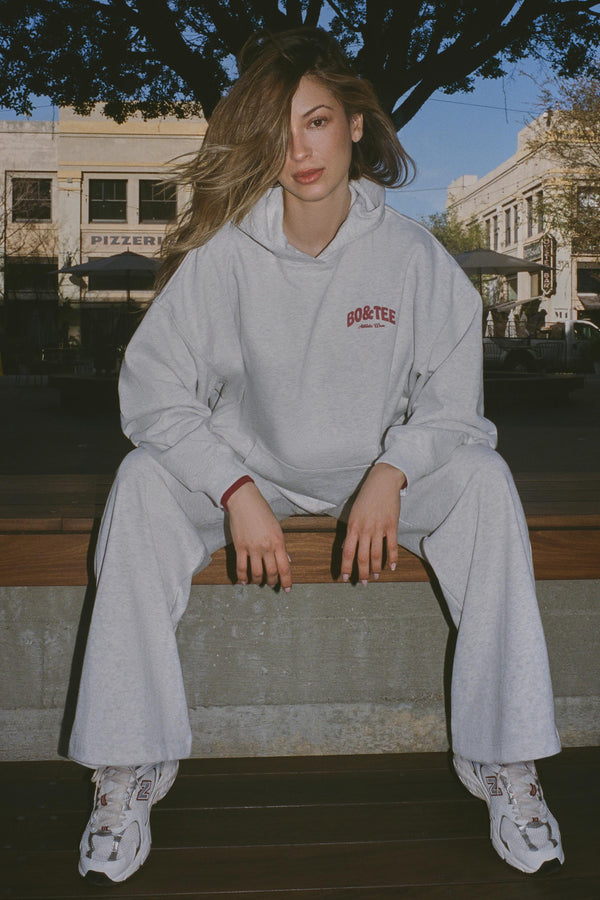 Gri Marl Oversize Kapüşonlu Üst