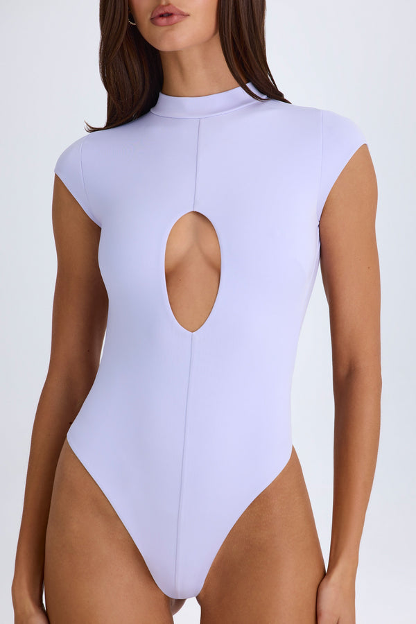 Yumuşak Lila Kesikli Bodysuit