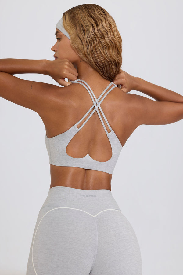 Gri Kırçıllı Yumuşak Aktif V Yaka Spor Sütyeni