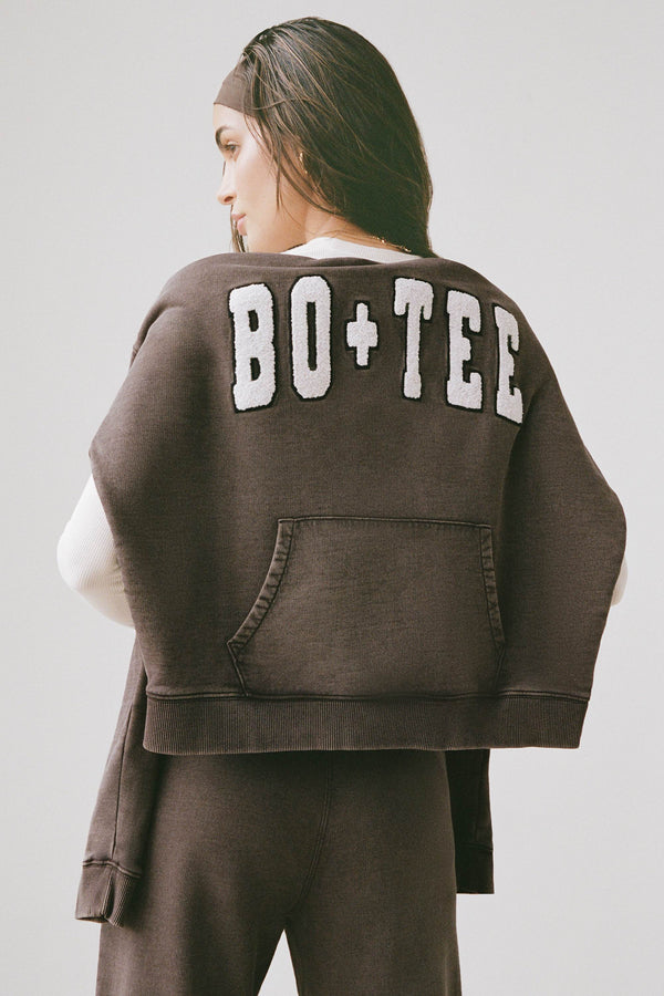 Asit Yıkamalı Kahverengi Oversize Kapüşonlu Üst