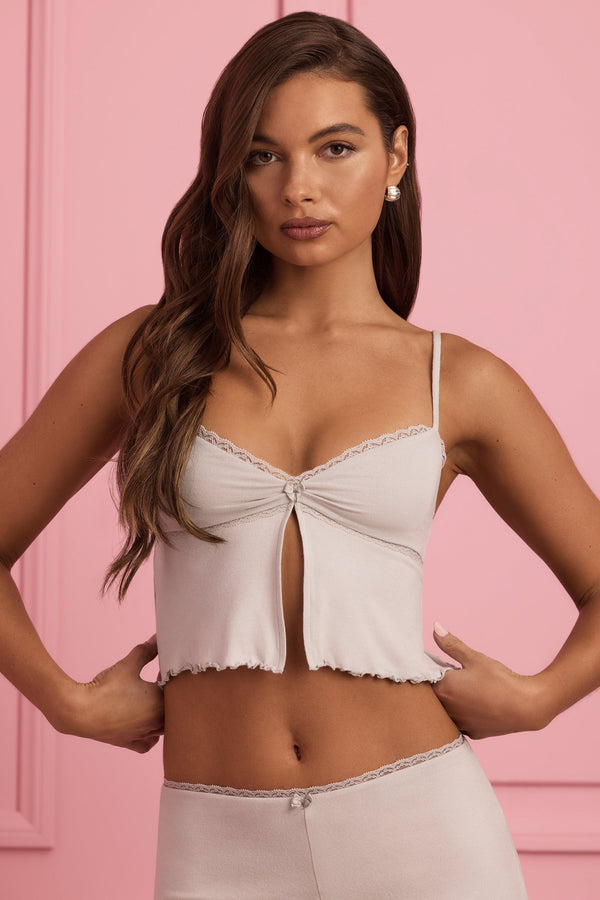 Bulut Grisi Dantelli Babydoll Pijama Üstü